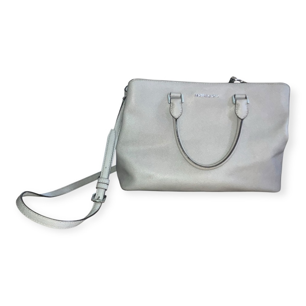 Michael Kors Womens Gray Savannah Saffiano Leather Satchel